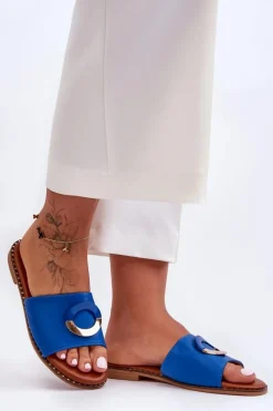 New Boto Damskie Klapki Z Ozdobą Niebieskie Sherry