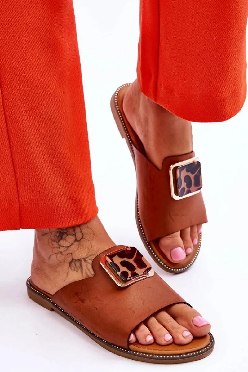 Best Damskie Klapki Z Ozdobnym Elementem Camel Leonia Damskie Klapki Damskie Klasyczne