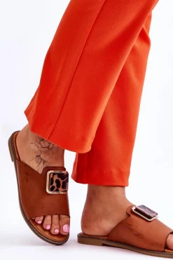 Best Damskie Klapki Z Ozdobnym Elementem Camel Leonia Damskie Klapki Damskie Klasyczne