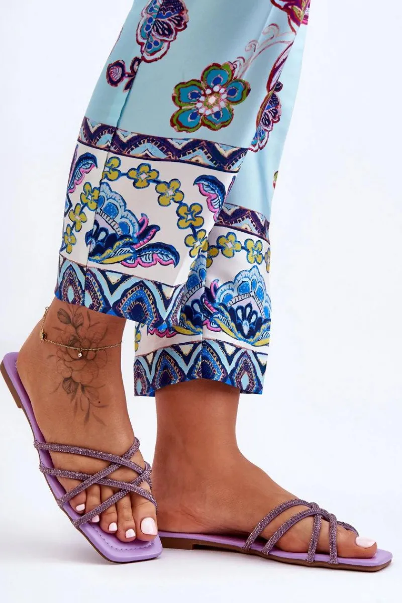 Sale Damskie Klapki Z Paseczkami I Dżetami Fioletowe Leomi Damskie Klapki Damskie Klasyczne