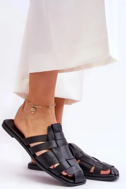 Discount Damskie Klapki Z Paskami Czarne Reyna Damskie Klapki Damskie Klasyczne