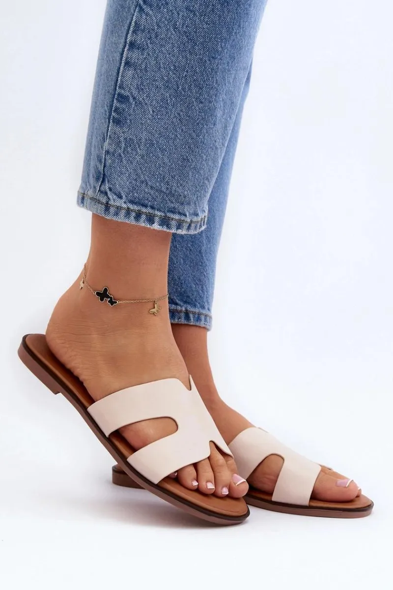 Clearance Boto Damskie Klapki Z Wycięciem Beżowe Lumossa