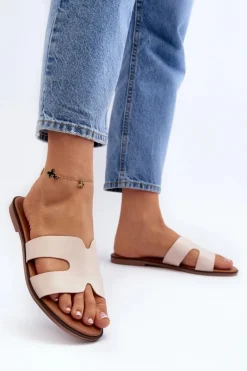 Clearance Boto Damskie Klapki Z Wycięciem Beżowe Lumossa