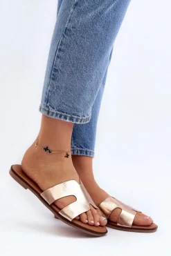 Discount Damskie Klapki Z Wycięciem Różowe Złote Lumossa Damskie Klapki Damskie Klasyczne