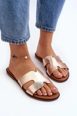 Discount Damskie Klapki Z Wycięciem Różowe Złote Lumossa Damskie Klapki Damskie Klasyczne