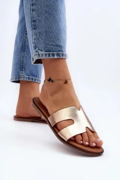 Discount Damskie Klapki Z Wycięciem Różowe Złote Lumossa Damskie Klapki Damskie Klasyczne