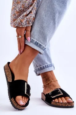 Best Boto Damskie Klapki Zamszowe Na Platformie Czarne Festil