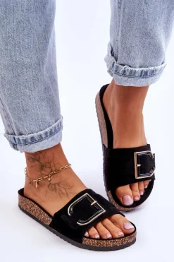 Best Boto Damskie Klapki Zamszowe Na Platformie Czarne Festil