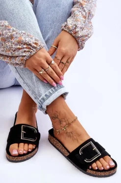 Best Boto Damskie Klapki Zamszowe Na Platformie Czarne Festil