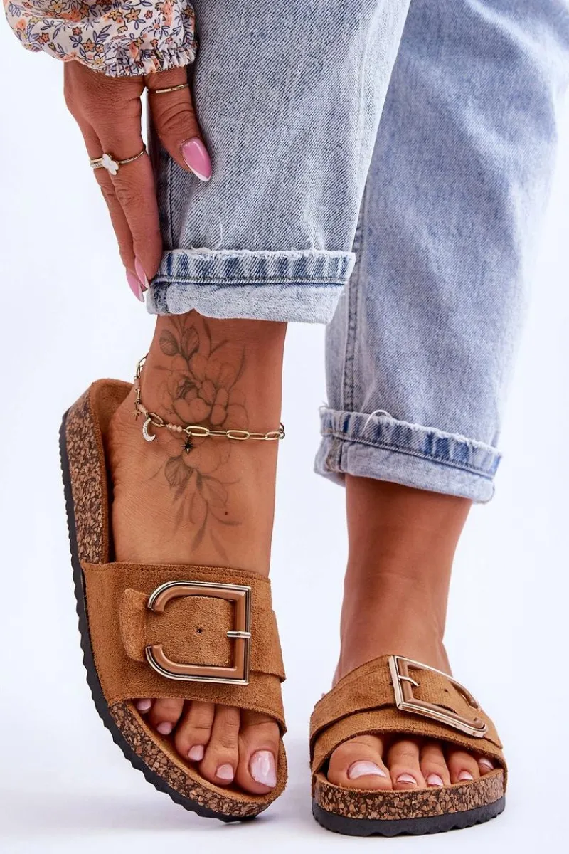 Online Damskie Klapki Zamszowe Na Platformie Camel Festil Damskie Klapki Korkowe|Klapki Na Platformie