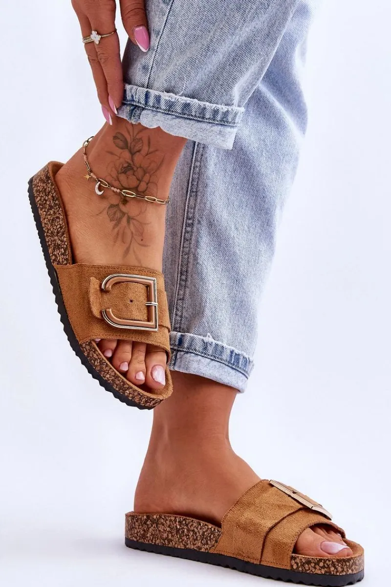 Online Damskie Klapki Zamszowe Na Platformie Camel Festil Damskie Klapki Korkowe|Klapki Na Platformie