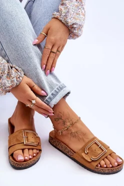 Online Damskie Klapki Zamszowe Na Platformie Camel Festil Damskie Klapki Korkowe|Klapki Na Platformie