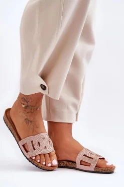 Online Boto Damskie Klapki Zdobione Ćwiekami Różowe Evelins