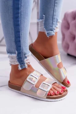 Outlet Damskie Klapki Złote Big Star DD274135 Damskie Klapki Damskie Big Star|Klapki Damskie Klasyczne