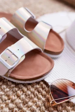 Outlet Damskie Klapki Złote Big Star DD274135 Damskie Klapki Damskie Big Star|Klapki Damskie Klasyczne