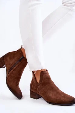 Czarne Botki|Brązowe I Beżowe Botki>Buty damskie Vinceza Damskie Klasyczne Botki Na Suwak Brązowe Ellene