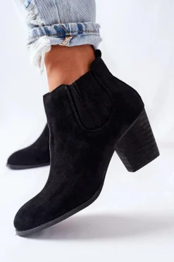 Botki Na Słupku|Czarne Botki>Boto Damskie Klasyczne Botki Zamszowe Czarne Flashbrook