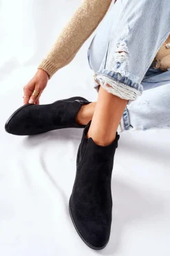 Botki Na Słupku|Czarne Botki>Boto Damskie Klasyczne Botki Zamszowe Czarne Flashbrook