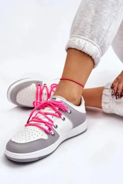 Clearance Damskie Klasyczne Buty Sportowe Podwójnie Sznurowane Biało-Szare Jella Damskie Buty Sportowe Na Platformie|Sneakersy Damskie