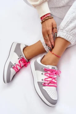 Clearance Damskie Klasyczne Buty Sportowe Podwójnie Sznurowane Biało-Szare Jella Damskie Buty Sportowe Na Platformie|Sneakersy Damskie