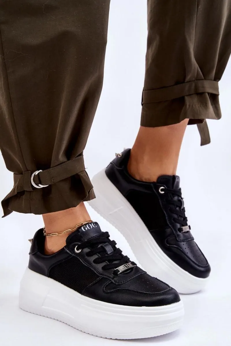 Damskie Klasyczne Buty Sportowe LL2N4061 Czarne Damskie Sneakersy Damskie