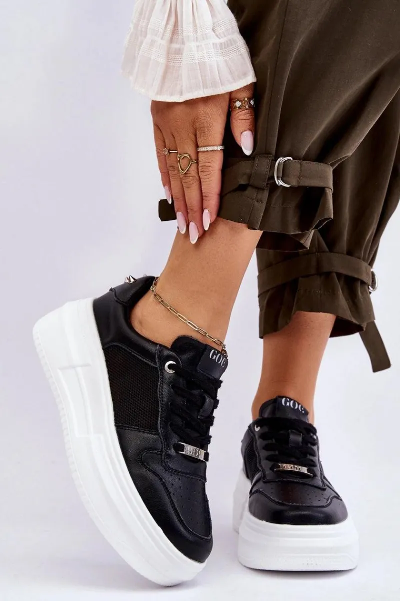 Damskie Klasyczne Buty Sportowe LL2N4061 Czarne Damskie Sneakersy Damskie