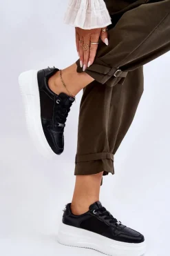 Damskie Klasyczne Buty Sportowe LL2N4061 Czarne Damskie Sneakersy Damskie