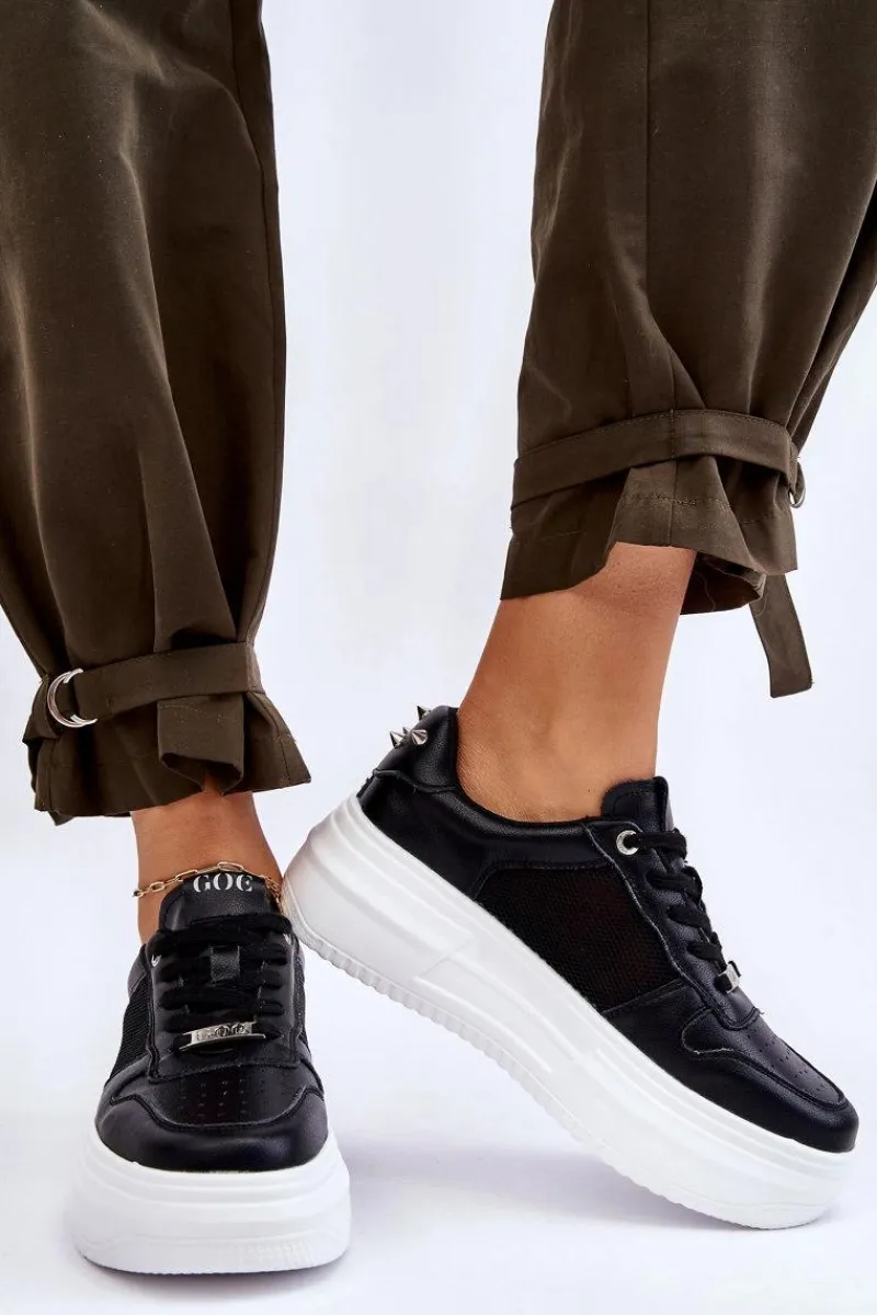 Damskie Klasyczne Buty Sportowe LL2N4061 Czarne Damskie Sneakersy Damskie