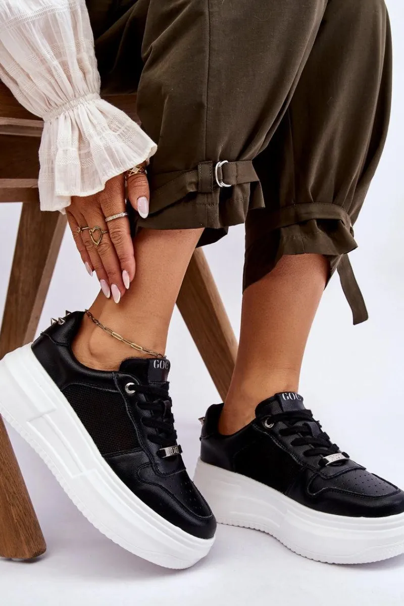 Damskie Klasyczne Buty Sportowe LL2N4061 Czarne Damskie Sneakersy Damskie