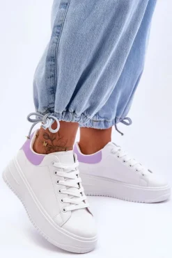 Buty Sportowe Na Platformie|Sneakersy Damskie>Boto Damskie Klasyczne Buty Sportowe Biało-Fioletowe Night Trip