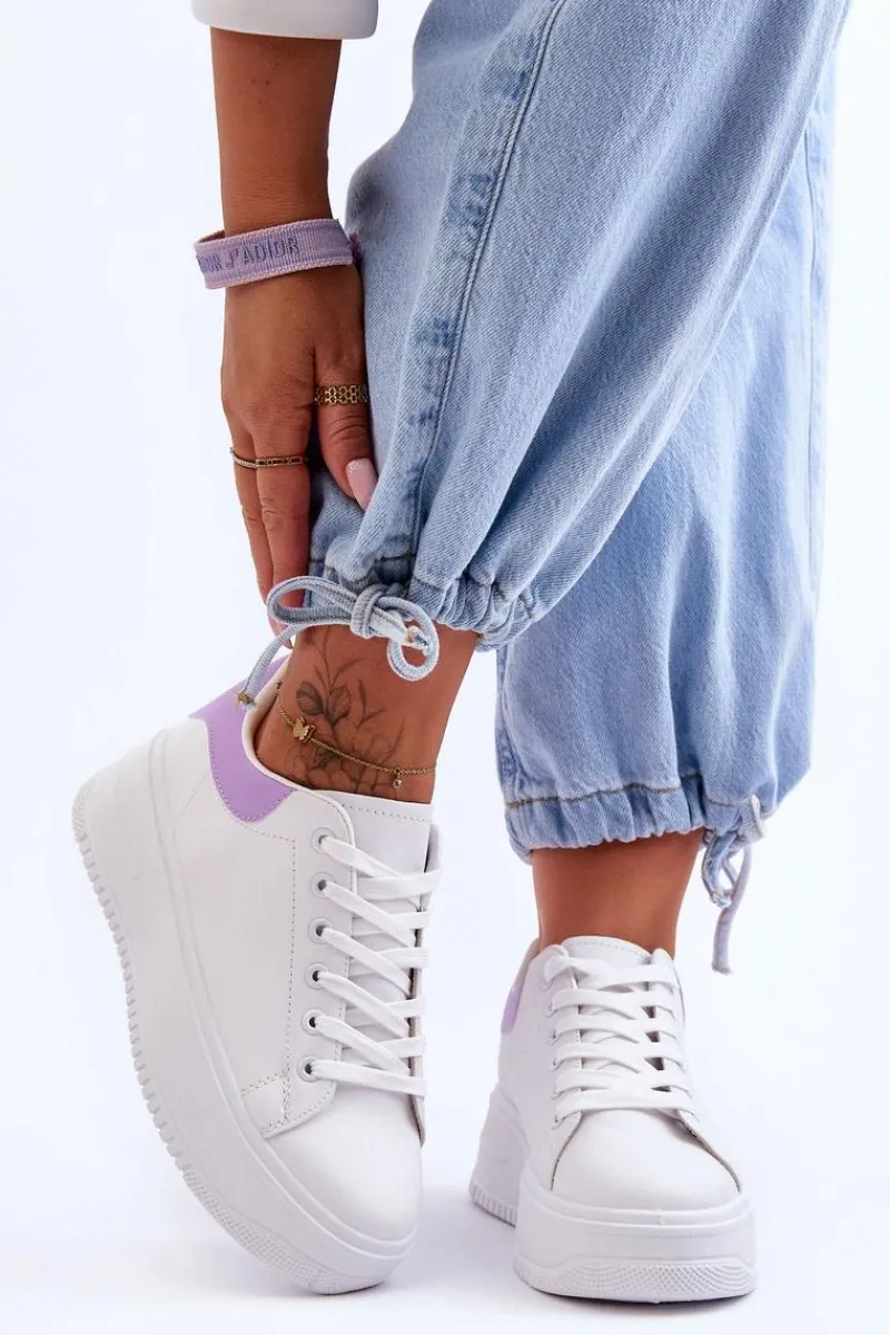 Buty Sportowe Na Platformie|Sneakersy Damskie>Boto Damskie Klasyczne Buty Sportowe Biało-Fioletowe Night Trip