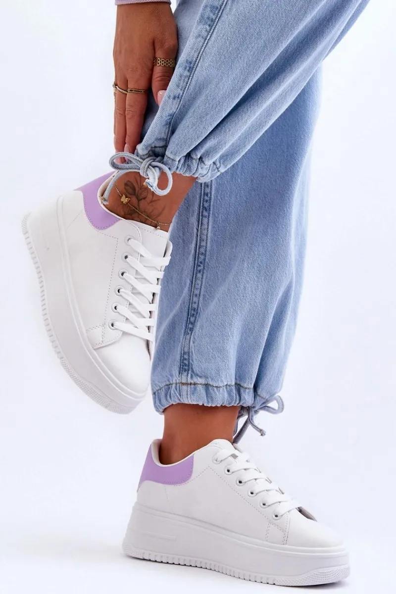 Buty Sportowe Na Platformie|Sneakersy Damskie>Boto Damskie Klasyczne Buty Sportowe Biało-Fioletowe Night Trip