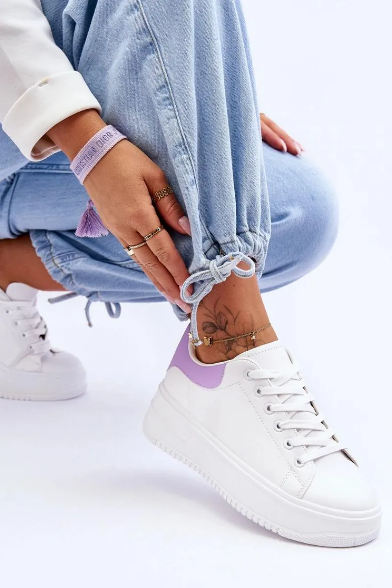 Buty Sportowe Na Platformie|Sneakersy Damskie>Boto Damskie Klasyczne Buty Sportowe Biało-Fioletowe Night Trip
