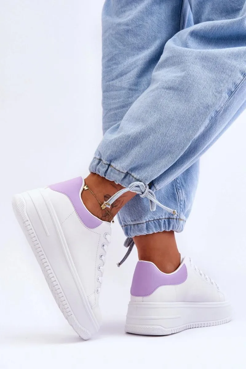 Buty Sportowe Na Platformie|Sneakersy Damskie>Boto Damskie Klasyczne Buty Sportowe Biało-Fioletowe Night Trip