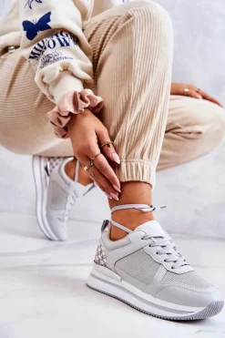 Online Damskie Klasyczne Buty Sportowe Na Koturnie Szare Advanced Damskie Sneakersy Damskie