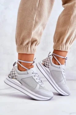 Online Damskie Klasyczne Buty Sportowe Na Koturnie Szare Advanced Damskie Sneakersy Damskie