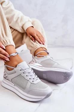 Online Damskie Klasyczne Buty Sportowe Na Koturnie Szare Advanced Damskie Sneakersy Damskie