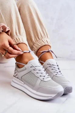 Online Damskie Klasyczne Buty Sportowe Na Koturnie Szare Advanced Damskie Sneakersy Damskie