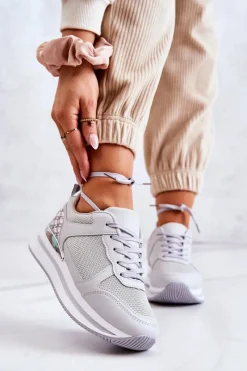 Online Damskie Klasyczne Buty Sportowe Na Koturnie Szare Advanced Damskie Sneakersy Damskie