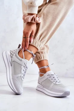 Online Damskie Klasyczne Buty Sportowe Na Koturnie Szare Advanced Damskie Sneakersy Damskie