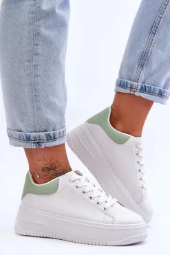 Boto Damskie Klasyczne Buty Sportowe Biało-Zielone Night Trip