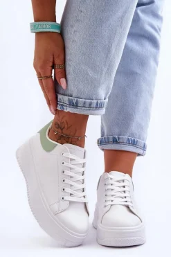 Boto Damskie Klasyczne Buty Sportowe Biało-Zielone Night Trip