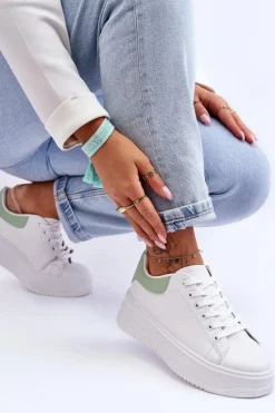 Boto Damskie Klasyczne Buty Sportowe Biało-Zielone Night Trip