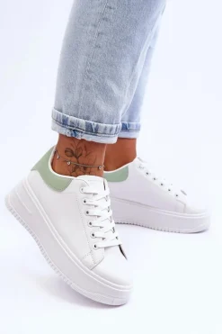 Boto Damskie Klasyczne Buty Sportowe Biało-Zielone Night Trip