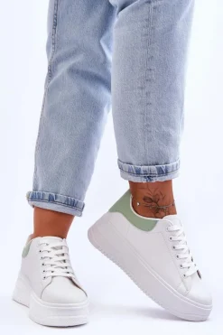 Boto Damskie Klasyczne Buty Sportowe Biało-Zielone Night Trip