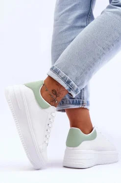 Boto Damskie Klasyczne Buty Sportowe Biało-Zielone Night Trip