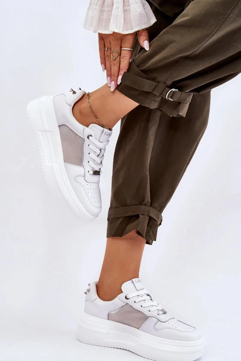 Hot GOE Damskie Klasyczne Buty Sportowe LL2N4060 Białe Biały