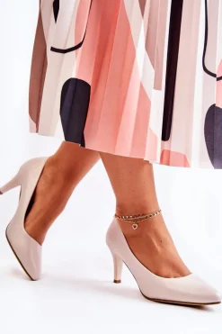 Online Buty Sergio Leone Damskie Klasyczne Czółenka Perłowe Beżowe Semprella