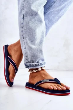 Online Big Star Shoes Damskie Klasyczne Japonki Big Star JJ274A376 Granatowe