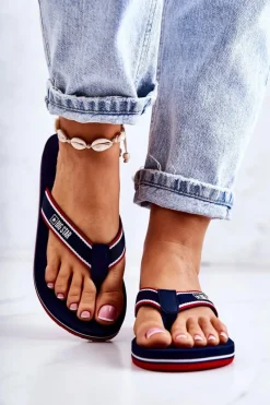 Online Big Star Shoes Damskie Klasyczne Japonki Big Star JJ274A376 Granatowe